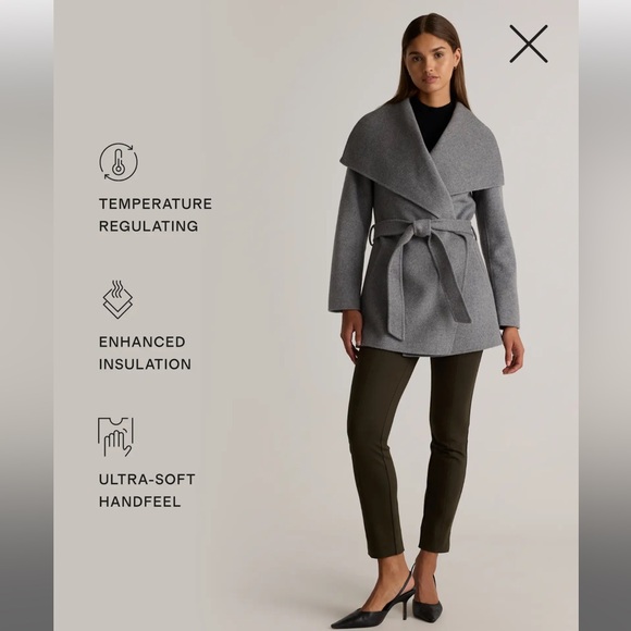 Quince Double-faced Merino Wool Draped Collar Short Wrap Coat, NWT, S - Picture 4 of 15